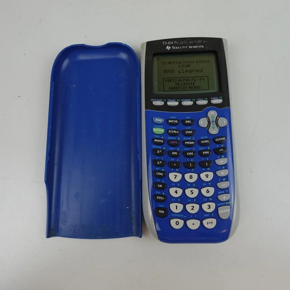 Texas Instruments TI-84 Plus Silver Edition Blue Graphing Calculator Tested